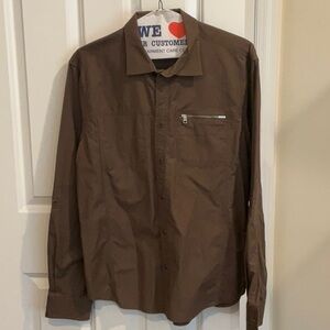 Armani Exchange.   Brown Long Sleeve Button-Up Shirt